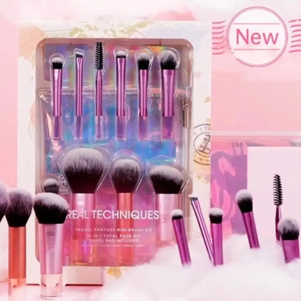 Real Techniques Makeup Brushes Travel Fantasy Mini Set 10 In 1 + Bag