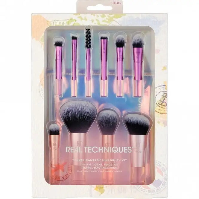 Real Techniques Makeup Brushes Travel Fantasy Mini Set 10 In 1 + Bag